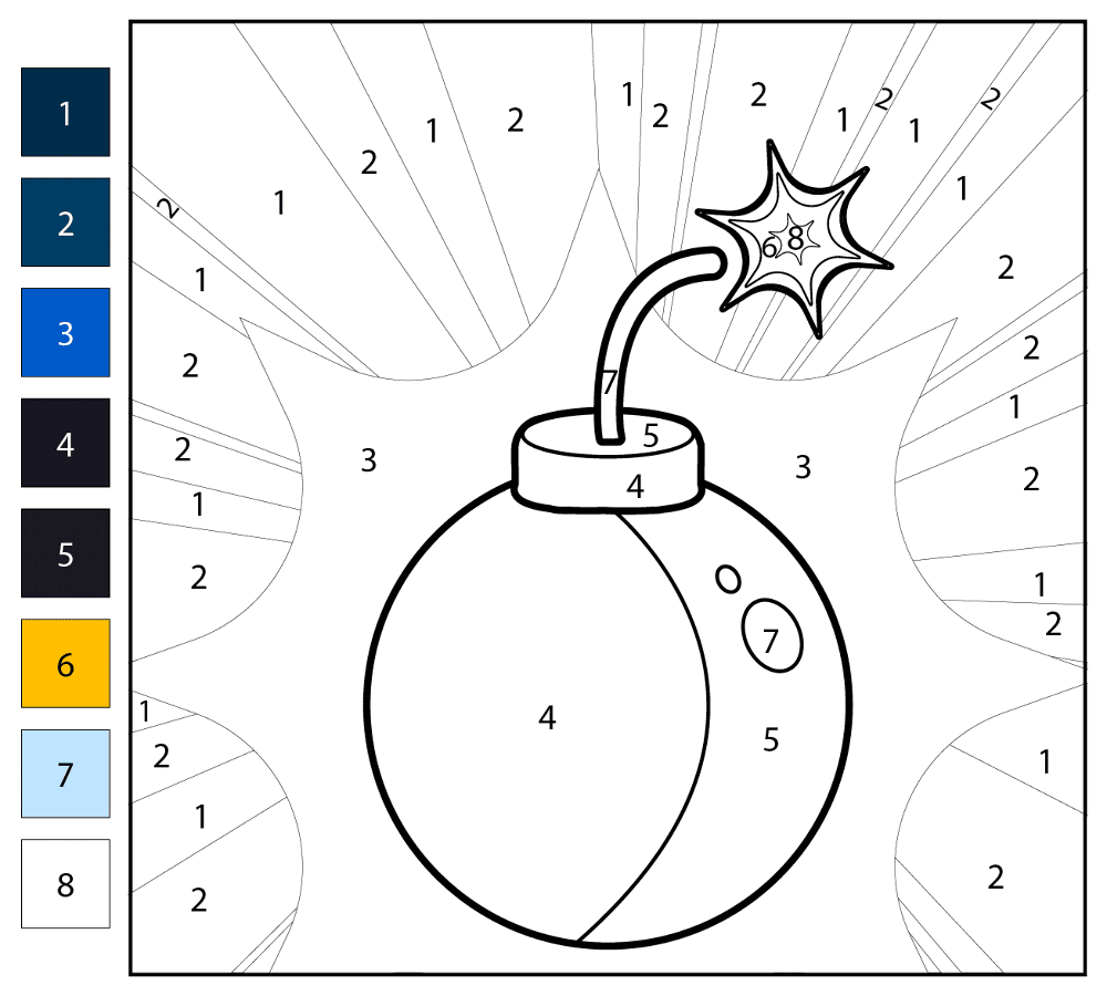 Bomb Color By Number Coloring Page Md Coloring Page — Free Printable — free printable coloring page